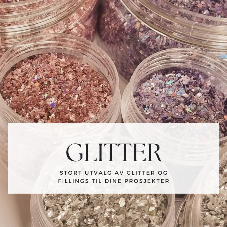 Glitter og Glam - Her finner du et bredt utvalg av glitter og fillings til dine prosjekter