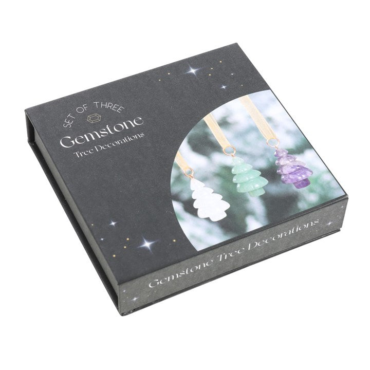 Krystall-Juletrær 3 pk gaveeske - Gemstone christmas tree ornaments
