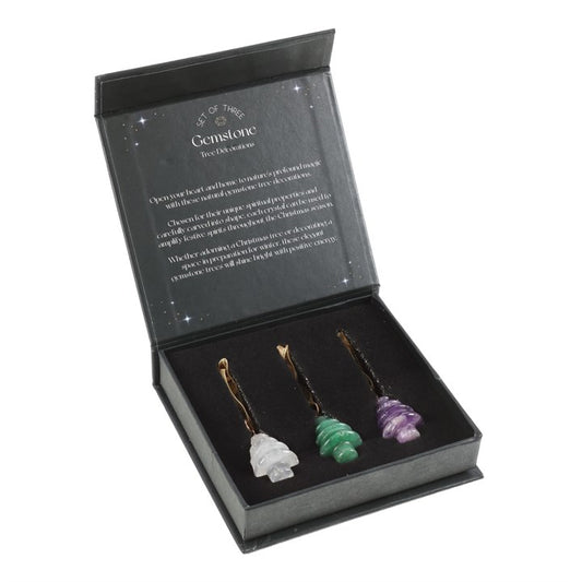 Krystall-Juletrær 3 pk gaveeske - Gemstone christmas tree ornaments