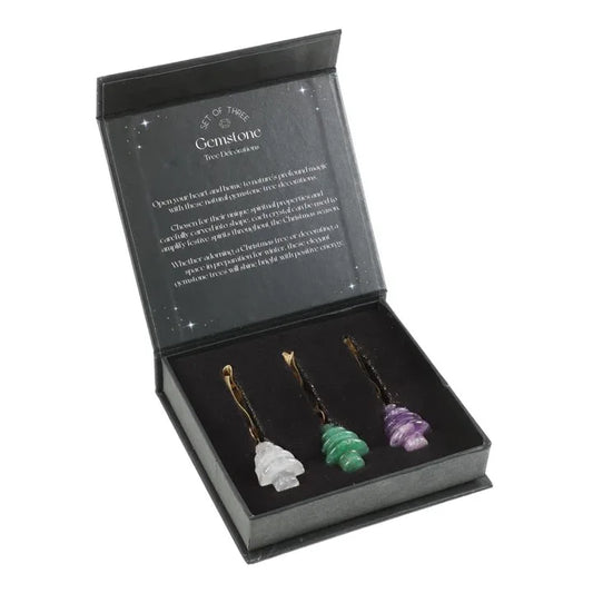 Krystall - Juletrær 3 pk gaveeske - Gemstone christmas tree ornaments