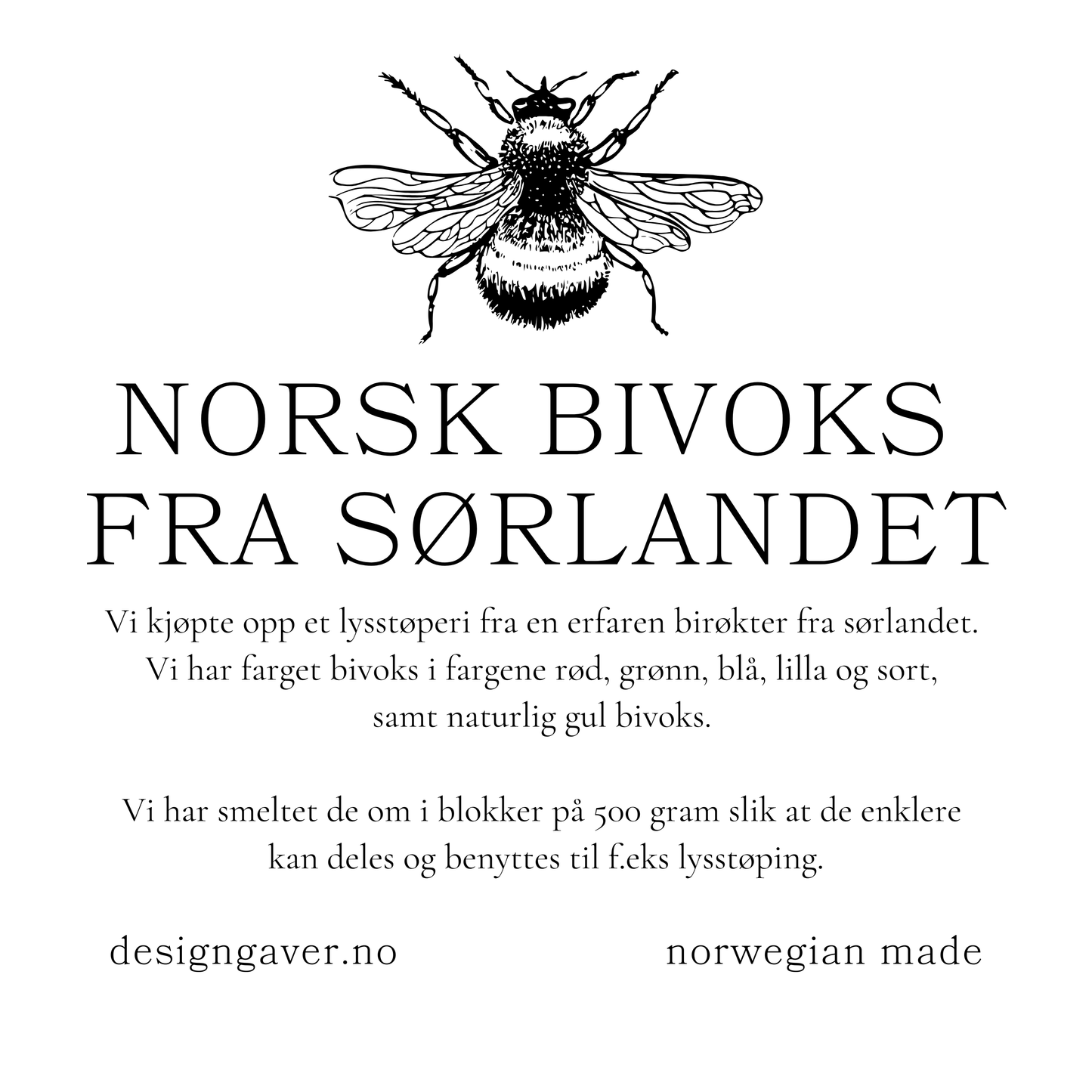 Norsk bivoks 500 gram - Diverse farger
