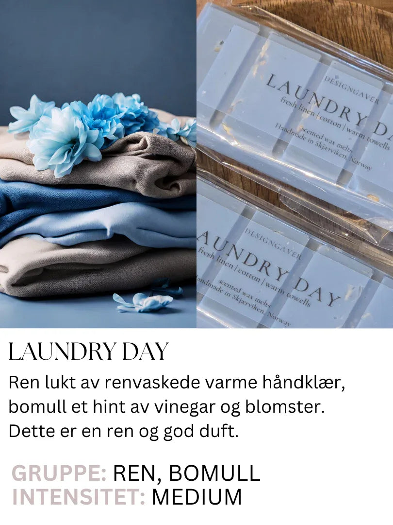 Laundry-day-nyvasket-renhet-rent-lukt--smeltevoks-waxmelt-duftvoks-designgaver - DesignGaver