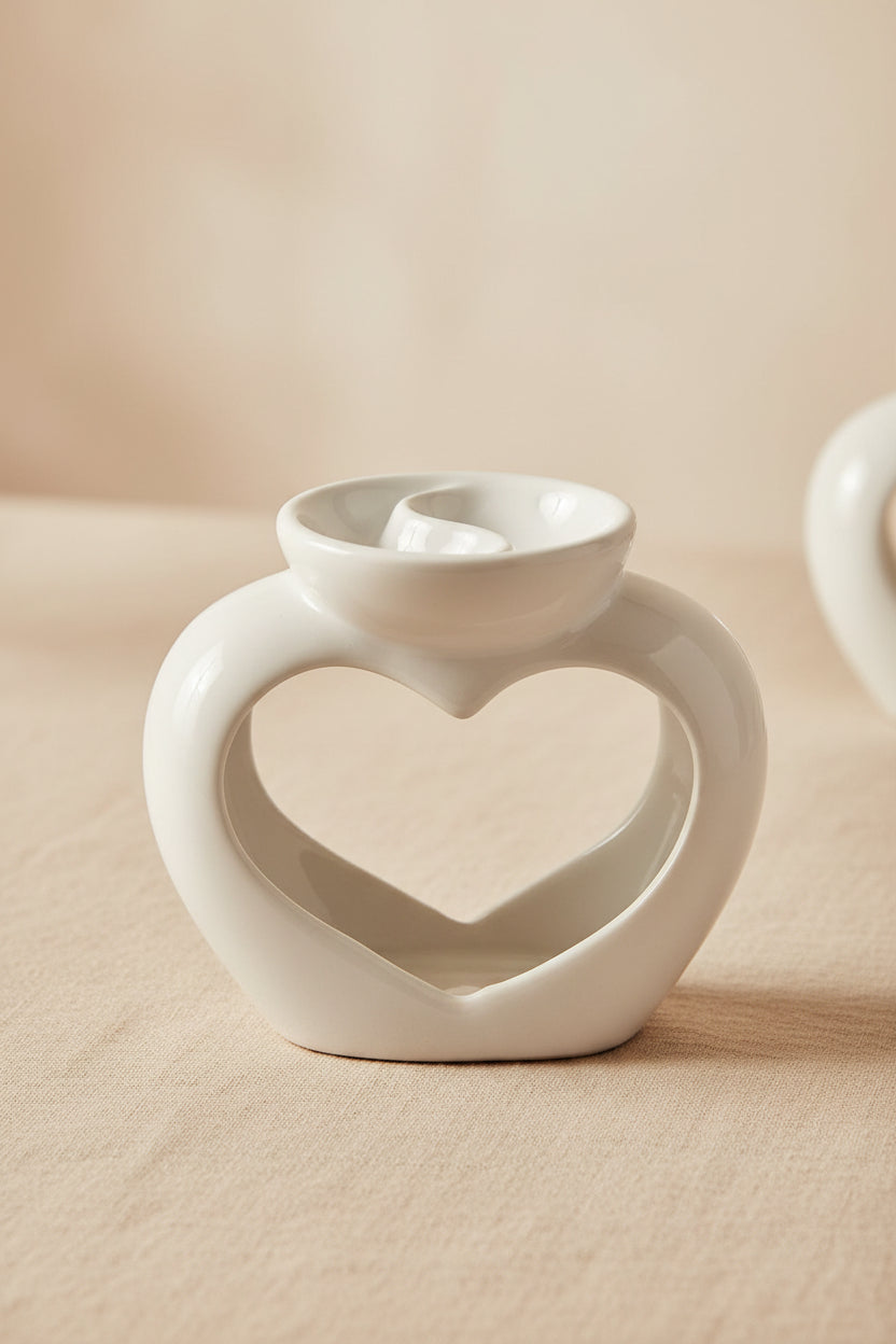 Aromalampe - Hjerte - Perfekt gave til morsdag eller valentinsdagen! - Hvit - aromalampe
