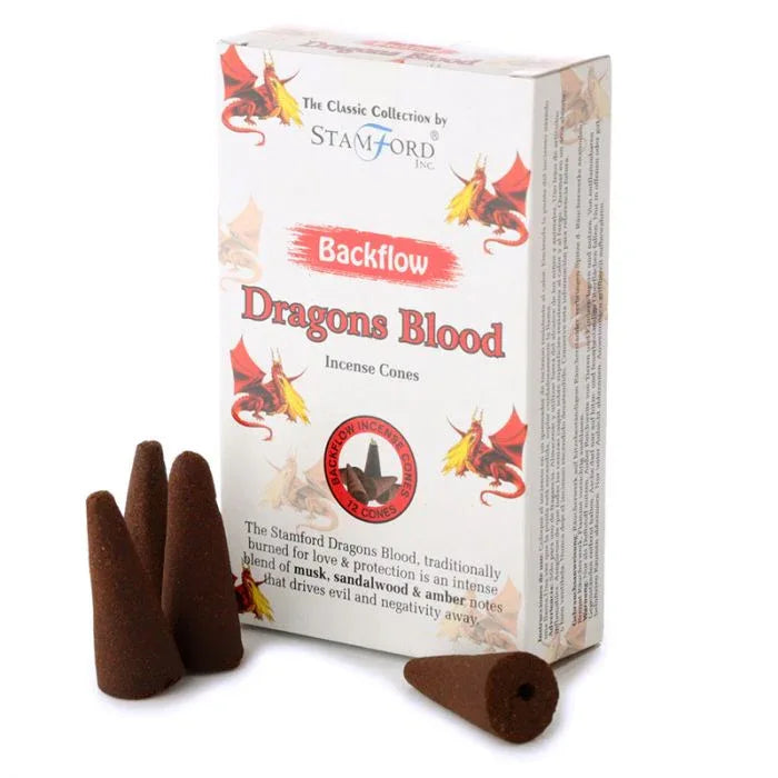Backflow røkelseskoner - Røkelse med duften Dragons Blood - Røkelse