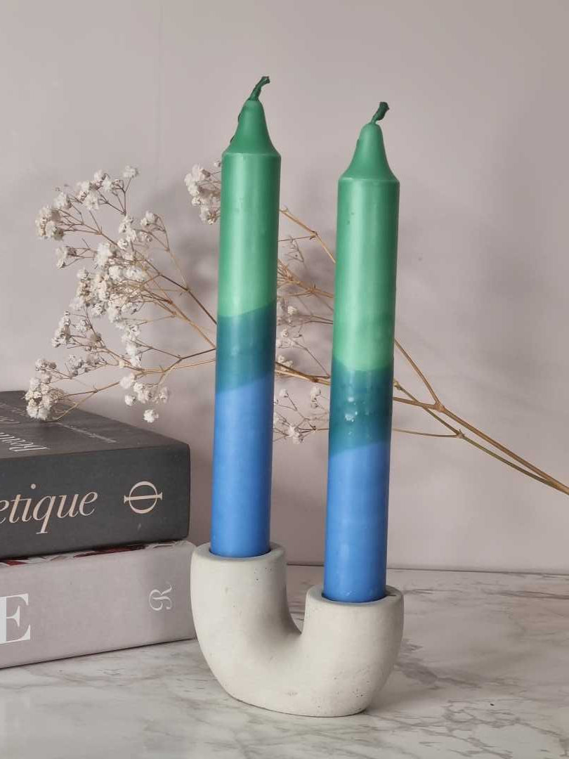 Dipdye kronelys - Blå og grønn - Kronelys