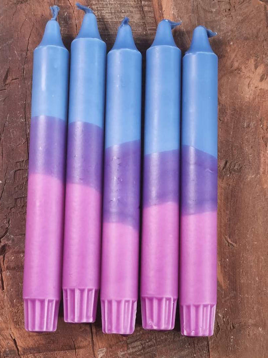 Dipdye Kronelys - Blå og lilla - Kronelys