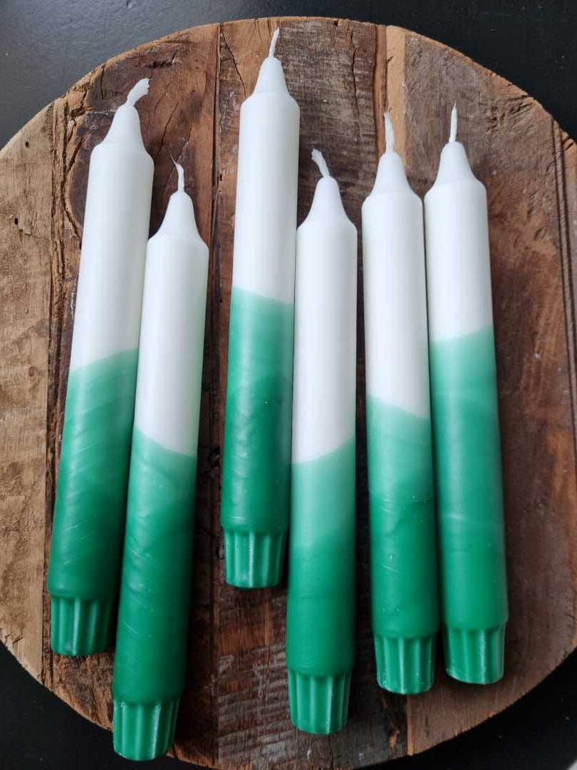 Dipdye Kronelys - Grønn og hvit - Kronelys