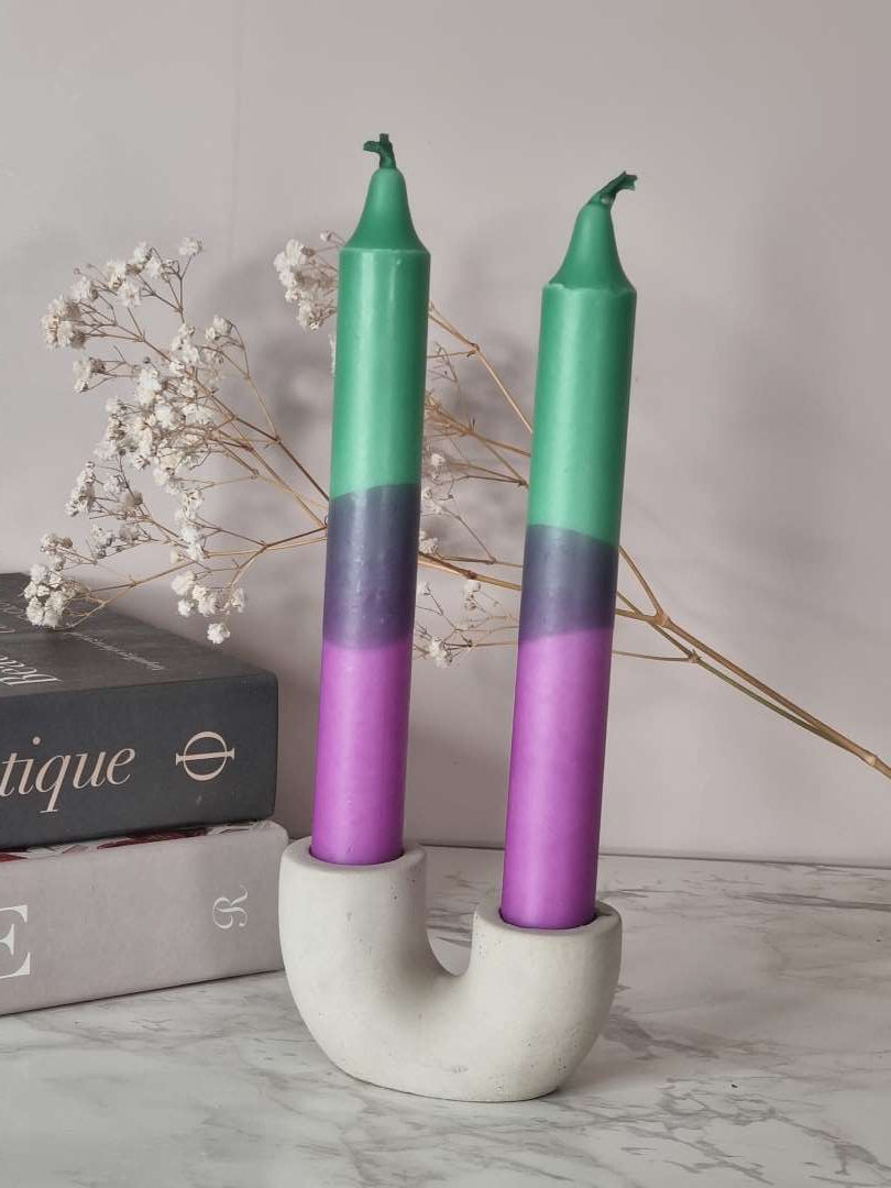 Dipdye Kronelys. Grønn og lilla - Kronelys