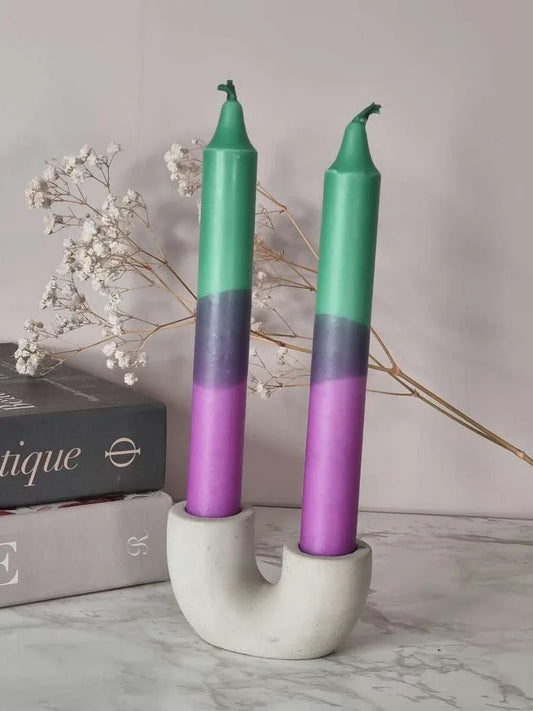 Dipdye Kronelys. Grønn og lilla - Kronelys