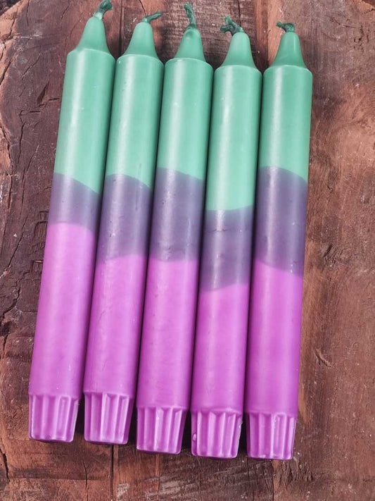 Dipdye Kronelys. Grønn og lilla - Kronelys