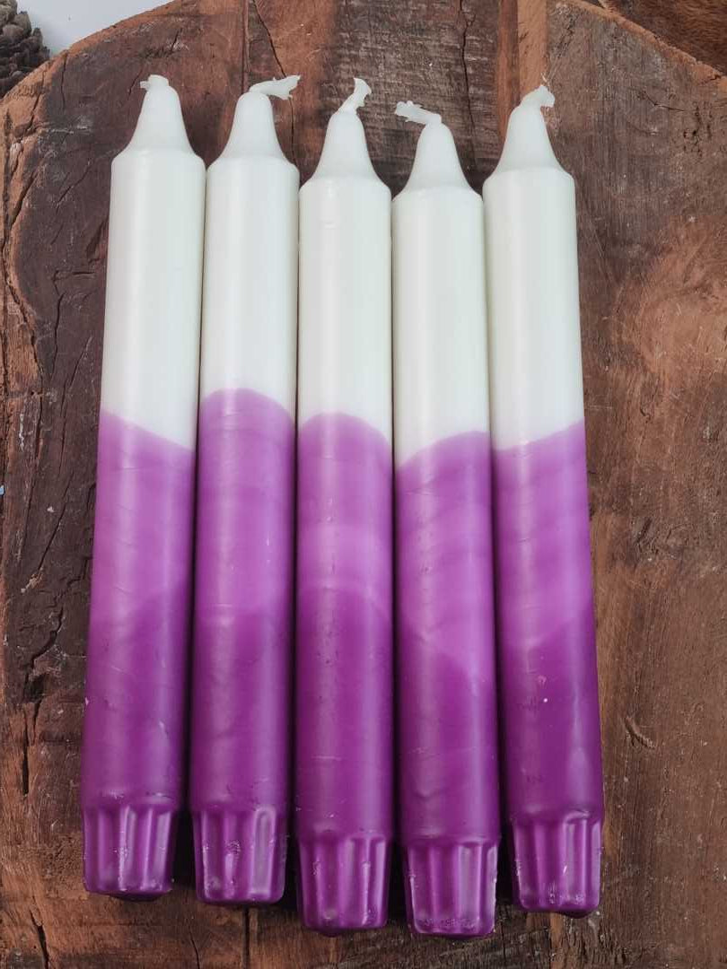 Dipdye Kronelys - Lilla og hvit - Kronelys