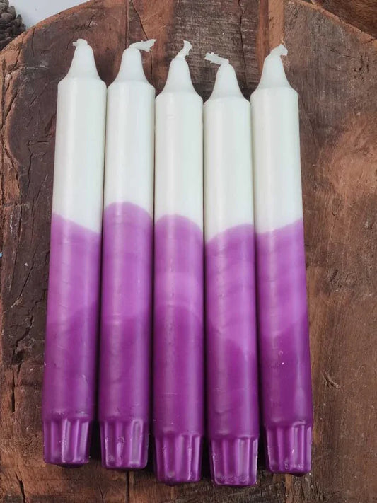 Dipdye Kronelys - Lilla og hvit - Kronelys