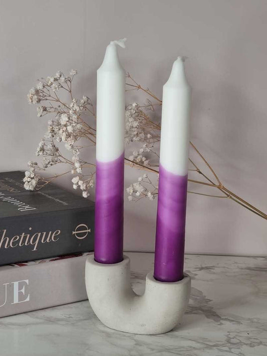 Dipdye Kronelys - Lilla og hvit - Kronelys