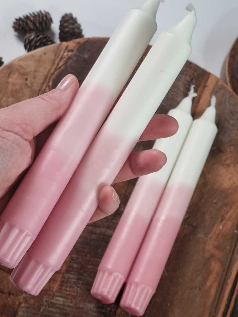 Dipdye kronelys - Rosa og hvit - Kronelys