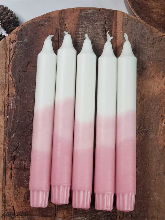 Dipdye kronelys - Rosa og hvit - Kronelys