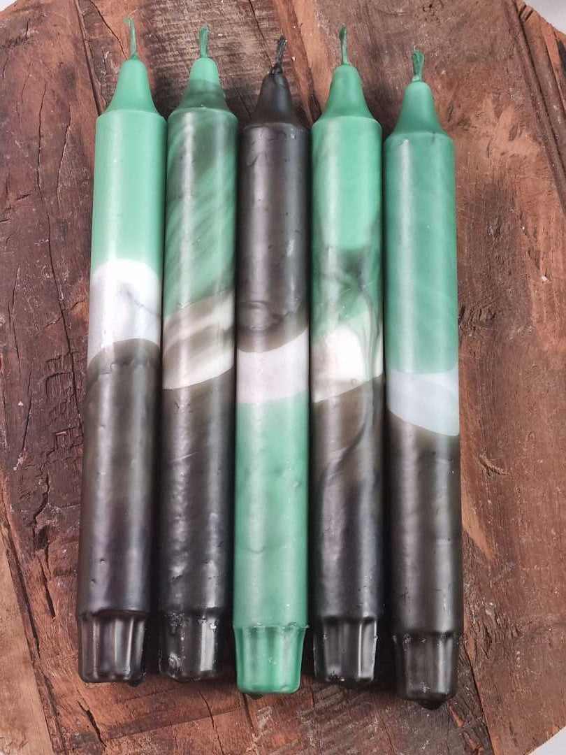 Dipdye Kronelys - Sort og grønn - Kronelys