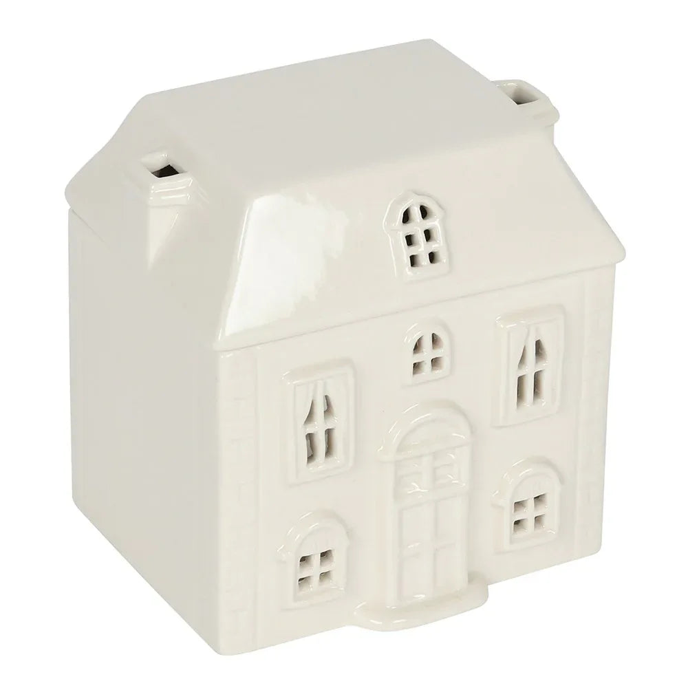 hus-aromalampe-hvitt-pepperkakehus-villa-oljelampe - DesignGaver