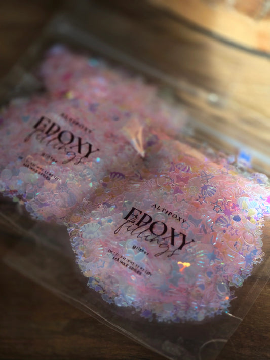 Rosa dekorasjonsglitter - Diverse motiv - 20 gram