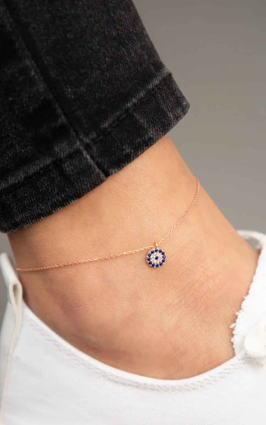 Evil Eye - Ankelkjede i rosegullforgylt 925 sterling sølv