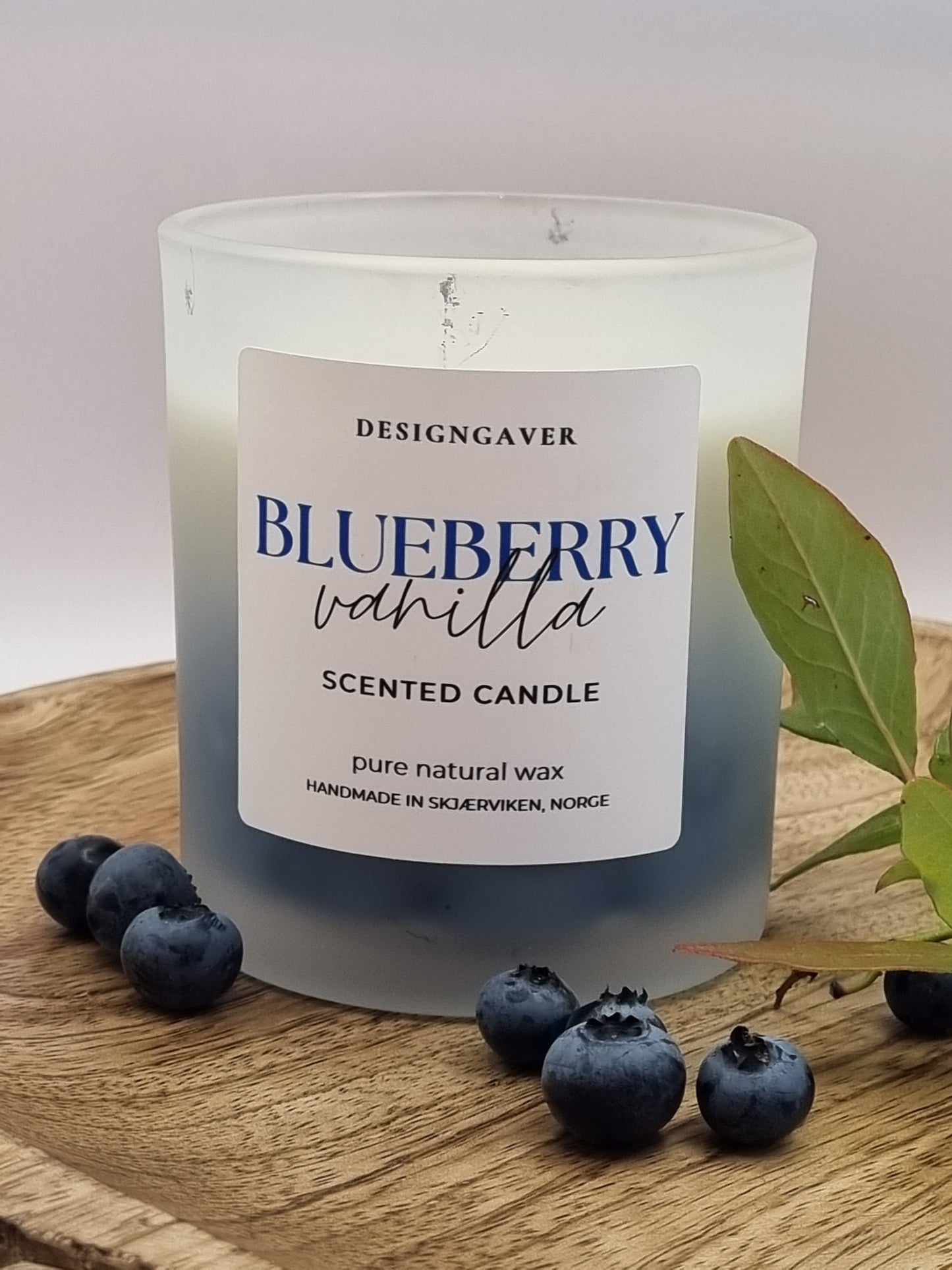 Blueberry & Vanilla - Duftlys 220gram i frosted glass