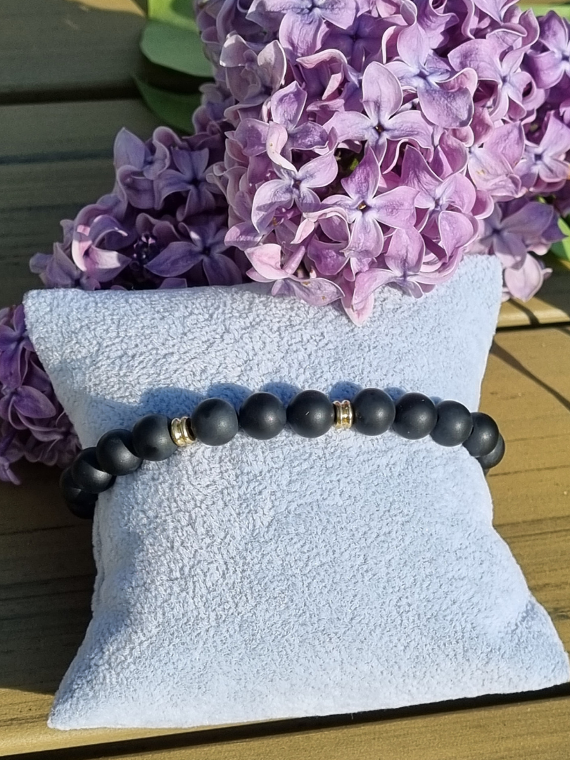 Sort matt agat armbånd 8mm