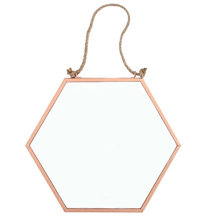 Hexagon Speil - Rosegull/Kobberfarget ramme