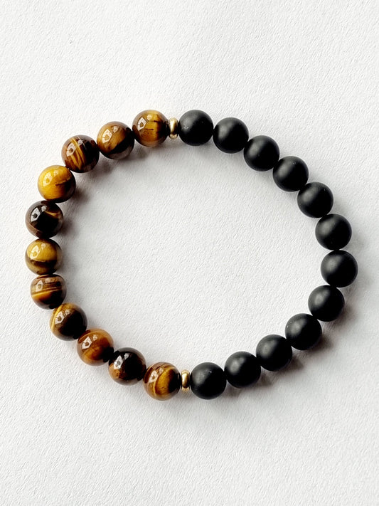 Tigerøye og sort agat - Armbånd