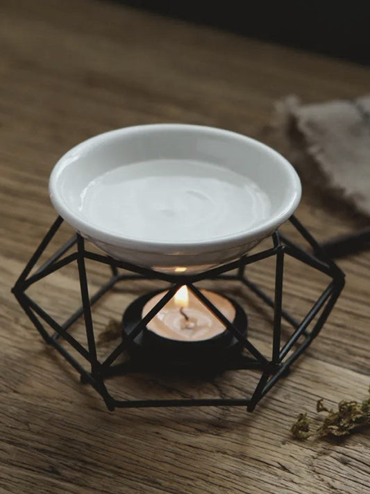 Aromalampe - Sort med hvit skål - aromalampe