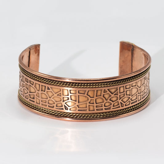 Bredt kobberarmbånd - Håndlaget i India - Assorterte design