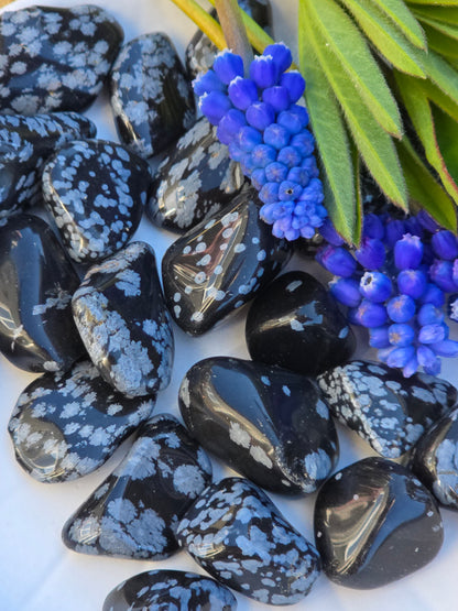 Snowflake obsidian - Snøfnuggobsidian - Tromlet stein