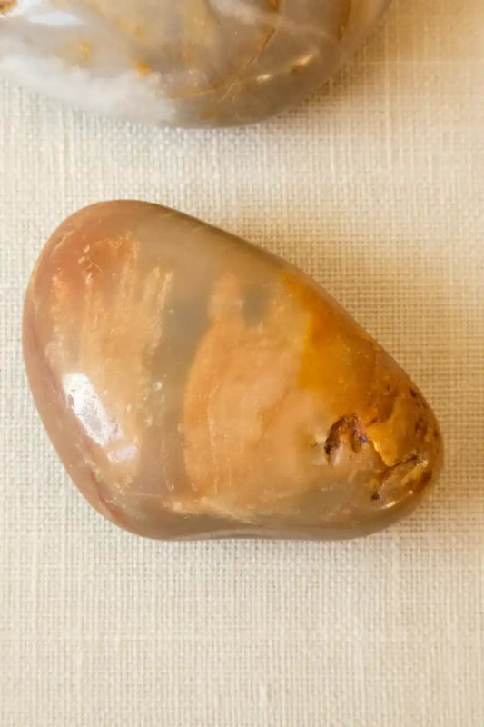 Naturlig agat/kalsedonkvarts - Tromlet