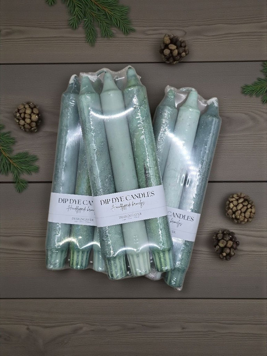 Dip Dye Candles - 3 pk - Grønn - Håndlagde i Norge