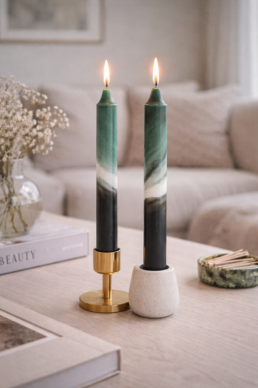 Dipdye Kronelys - Sort og grønn