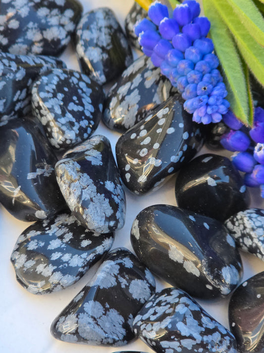 Snowflake obsidian - Snøfnuggobsidian - Tromlet stein