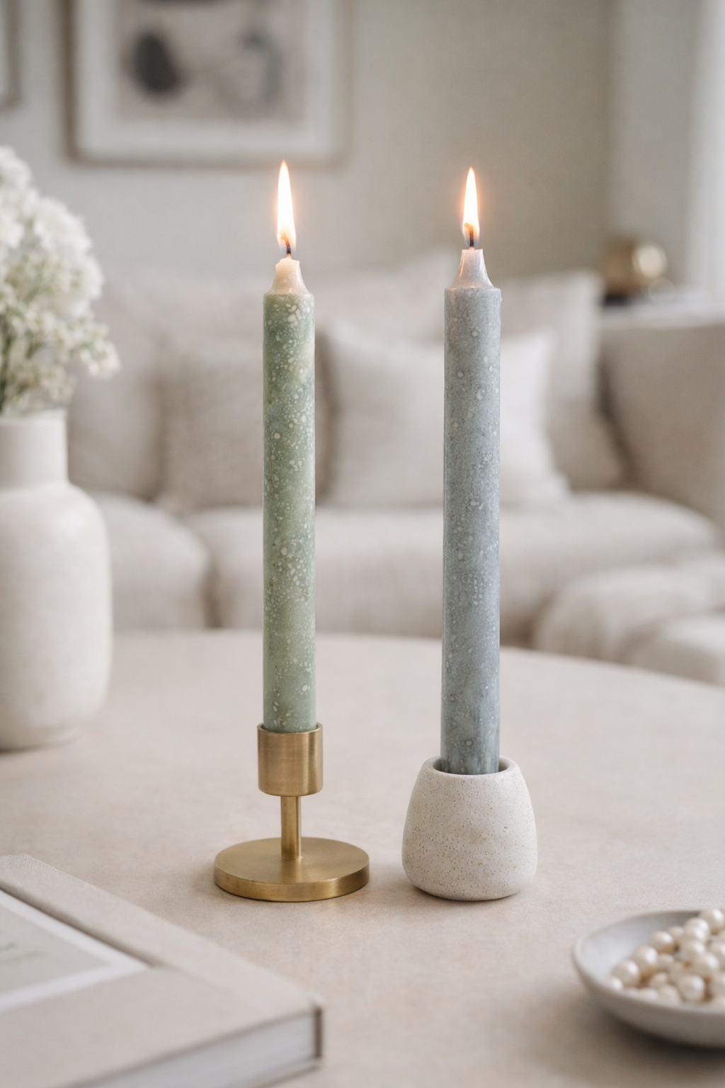 Dip Dye Candles - 3 pk - Grønn - Håndlagde i Norge