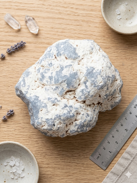 Angelitt Råstein 674g – Blå Anhydritt - for ro og meditasjon