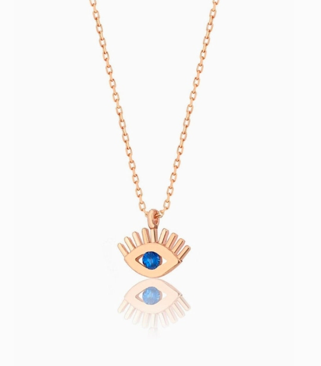 Nazar Evil Eye - Halskjede 43 cm - Rosegullfarget 925 sterling sølv