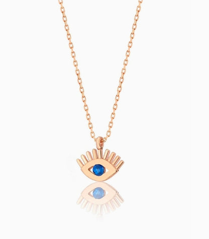 Nazar Evil Eye - Halskjede 43 cm - Rosegullfarget 925 sterling sølv