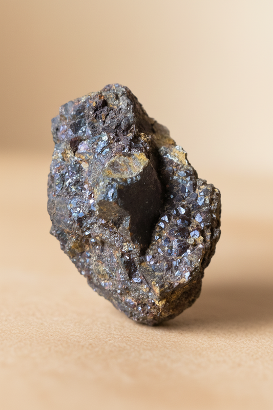 Magnetisk Hematitt-druse med Kråkesølv og Kvarts - 166g