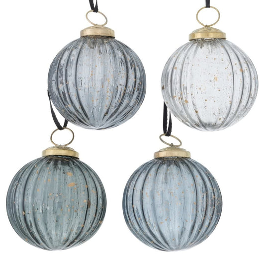 Juletrekule – Gjennomsiktig Svart med Gulldekor, 7,7 cm - Kun 1 igjen