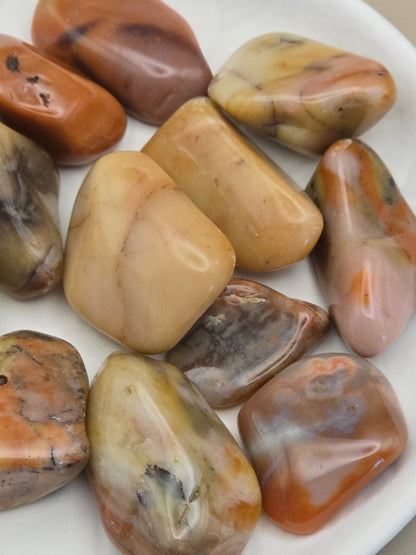 Desert Agate - Agat i jordtoner - Tromlet stein