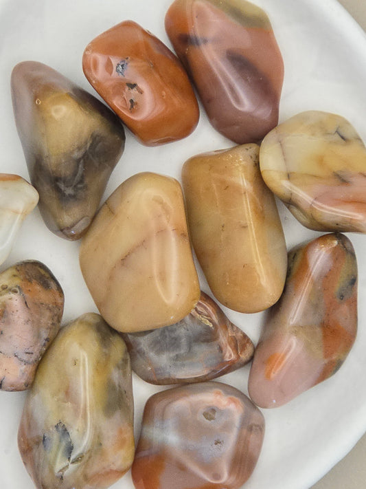 Desert Agate - Agat i jordtoner - Tromlet stein