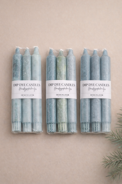 Dip Dye Candles - 3 pk - Grønn - Håndlagde i Norge