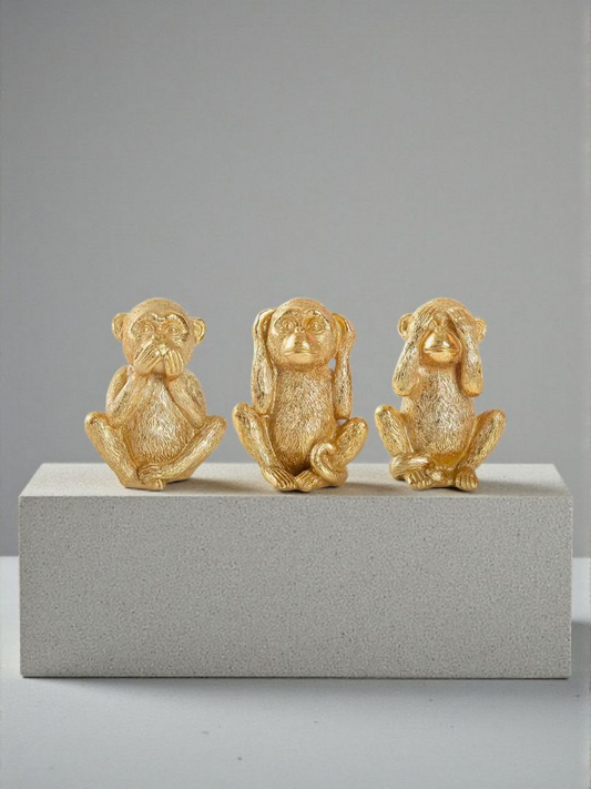 Gylne Apefigurer – “See No Evil, Hear No Evil, Speak No Evil”