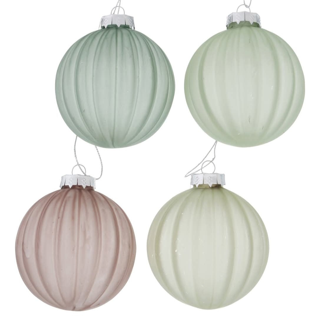 Juletrekule - Rille - 8 cm - Rosegull/Beige