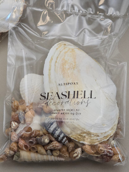 Seashell Dekorasjonsmix til feks rivertables og epoxyprosjekter