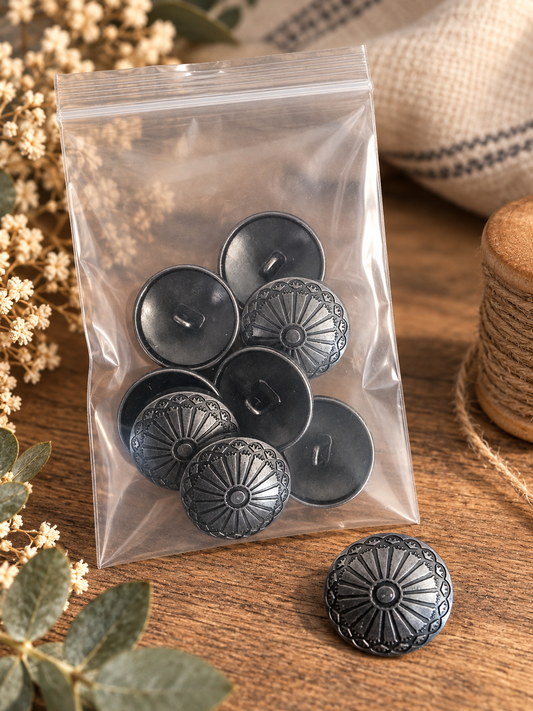 8 stk knapper med blomstermotiv - 22 mm