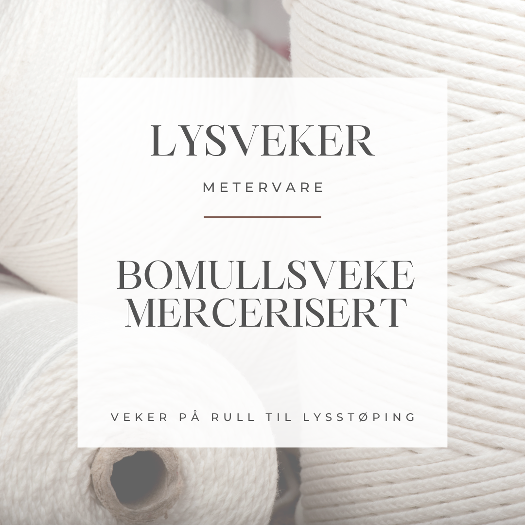Bomullsveke (mercerisert) - Godt egnet til bl.a bivokslys - Pris er pr meter