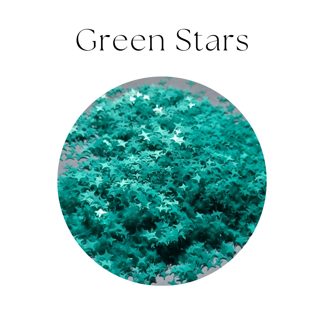 Green Stars - Glitter