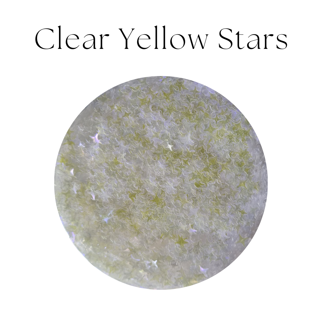 Clear Yellow Stars - Glitterpaljetter